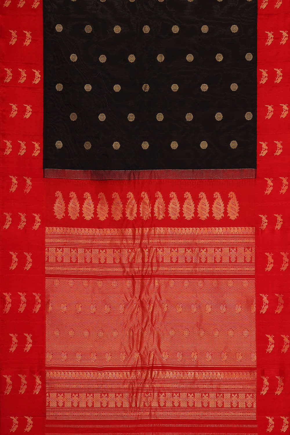 Image of Gadwal Silk Cotton Black Saree